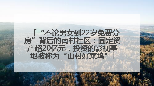 “不论男女到22岁免费分房”背后的南村社区：固定资产超20亿元，投资的影视基地被称为“山村好莱坞”