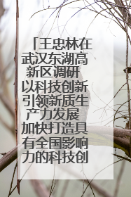 王忠林在武汉东湖高新区调研 以科技创新引领新质生产力发展 加快打造具有全国影响力的科技创新高地