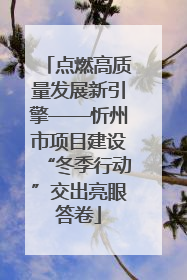 点燃高质量发展新引擎——忻州市项目建设“冬季行动”交出亮眼答卷