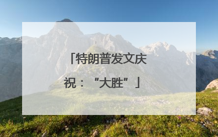 特朗普发文庆祝：“大胜”