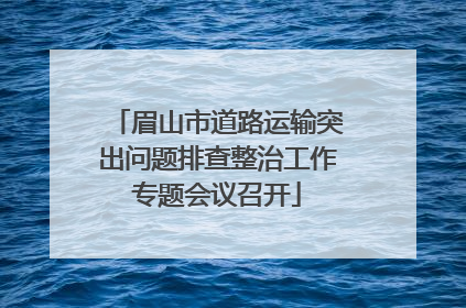 眉山市道路运输突出问题排查整治工作专题会议召开