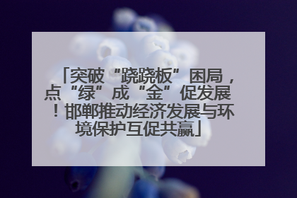 突破“跷跷板”困局，点“绿”成“金”促发展！邯郸推动经济发展与环境保护互促共赢
