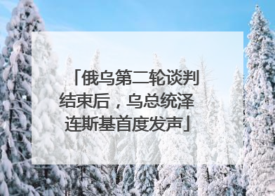 俄乌第二轮谈判结束后，乌总统泽连斯基首度发声