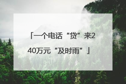 一个电话“贷”来240万元“及时雨”