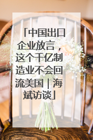 中国出口企业放言，这个千亿制造业不会回流美国｜海斌访谈