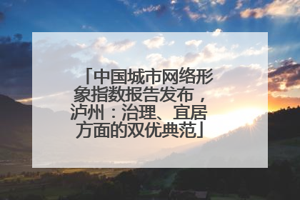 中国城市网络形象指数报告发布，泸州：治理、宜居方面的双优典范