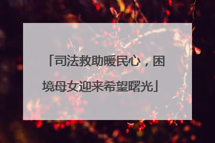 司法救助暖民心，困境母女迎来希望曙光