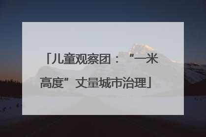 儿童观察团：“一米高度”丈量城市治理