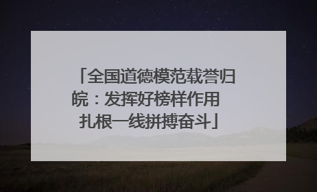 全国道德模范载誉归皖：发挥好榜样作用 扎根一线拼搏奋斗