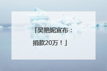 吴艳妮宣布：捐款20万！