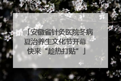安徽省针灸医院冬病夏治养生文化节开幕 快来“趁热打贴”