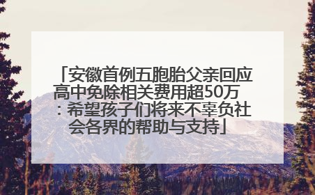 安徽首例五胞胎父亲回应高中免除相关费用超50万：希望孩子们将来不辜负社会各界的帮助与支持