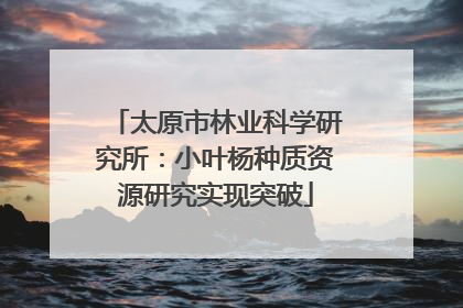 太原市林业科学研究所：小叶杨种质资源研究实现突破