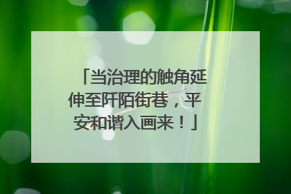 当治理的触角延伸至阡陌街巷，平安和谐入画来！