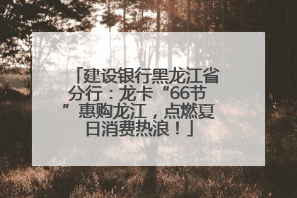 建设银行黑龙江省分行：龙卡“66节”惠购龙江，点燃夏日消费热浪！