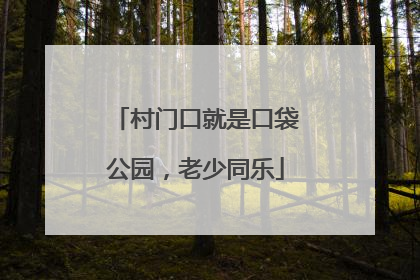 村门口就是口袋公园，老少同乐