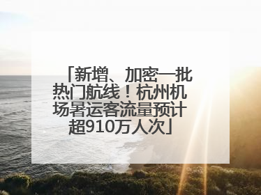 新增、加密一批热门航线！杭州机场暑运客流量预计超910万人次