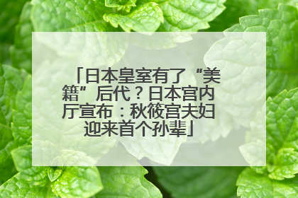 日本皇室有了“美籍”后代？日本宫内厅宣布：秋筱宫夫妇迎来首个孙辈
