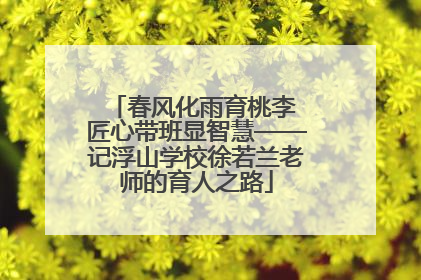 春风化雨育桃李 匠心带班显智慧——记浮山学校徐若兰老师的育人之路