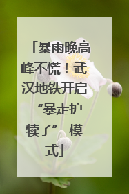 暴雨晚高峰不慌！武汉地铁开启 “暴走护犊子” 模式