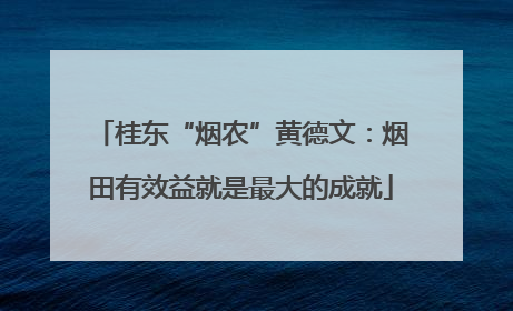 桂东“烟农”黄德文：烟田有效益就是最大的成就