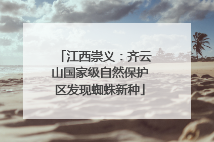 江西崇义：齐云山国家级自然保护区发现蜘蛛新种