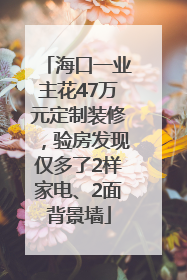 海口一业主花47万元定制装修，验房发现仅多了2样家电、2面背景墙