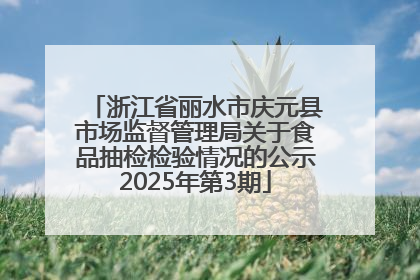 浙江省丽水市庆元县市场监督管理局关于食品抽检检验情况的公示2025年第3期