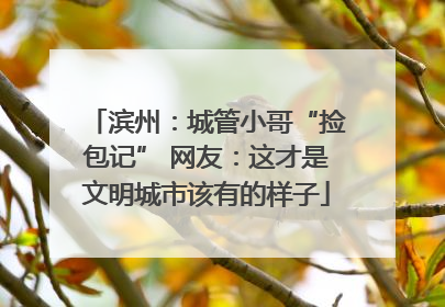 滨州：城管小哥“捡包记” 网友：这才是文明城市该有的样子