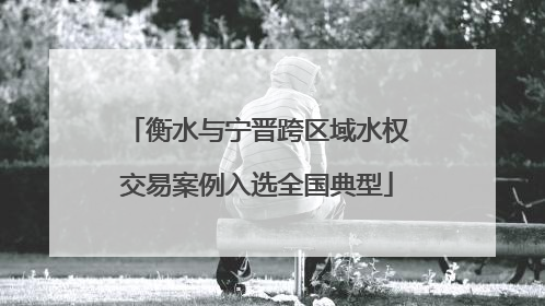 衡水与宁晋跨区域水权交易案例入选全国典型