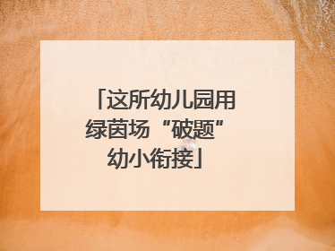 这所幼儿园用绿茵场“破题”幼小衔接