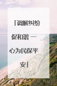 调解纠纷促和谐 一心为民保平安