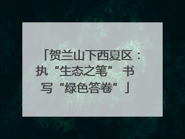贺兰山下西夏区：执“生态之笔” 书写“绿色答卷”