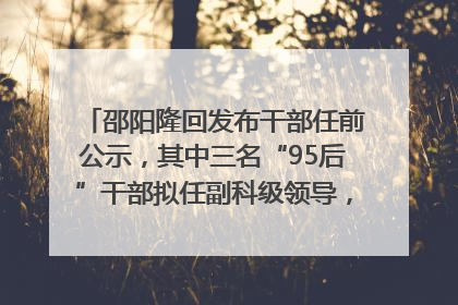 邵阳隆回发布干部任前公示，其中三名“95后”干部拟任副科级领导，均系硕士选调生