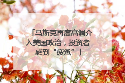 马斯克再度高调介入美国政治，投资者感到“疲惫”