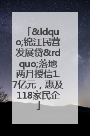 “锦江民营发展贷”落地两月授信1.7亿元，惠及118家民企