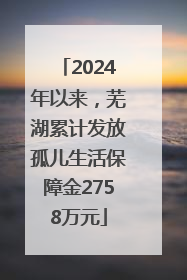 2024年以来，芜湖累计发放孤儿生活保障金2758万元