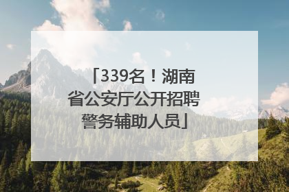 339名！湖南省公安厅公开招聘警务辅助人员