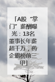 A股“掌门”薪酬曝光：13名董事长年薪超千万，药企霸榜前三甲